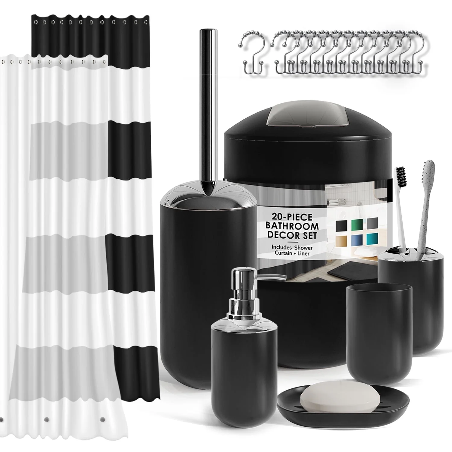 Nestl 20 Piece Bathroom Accessories Set, Black Bathroom Decor Set(1)