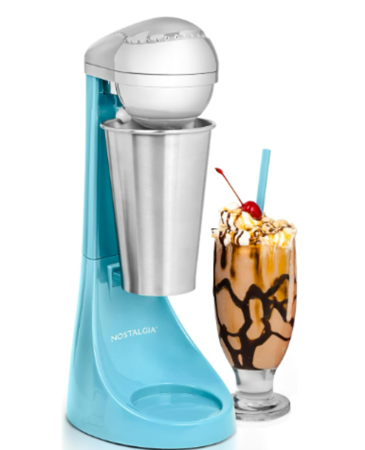 Nostalgia Blue Two-Speed Electric Milkshake Maker and Drink Mixer