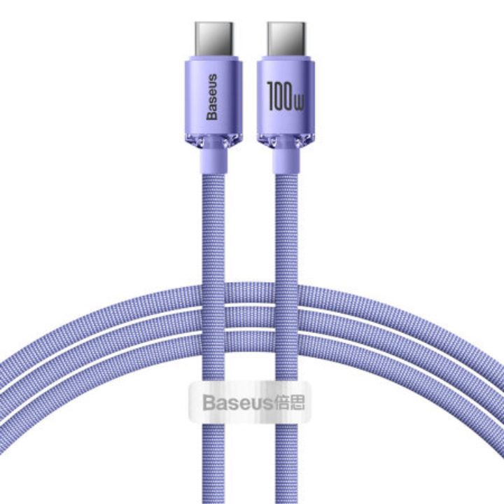 Ottie with BT21 Retractable 100W USB-C Cable, Transparent Purple 3-Length Charging Cord for USB-C Devices