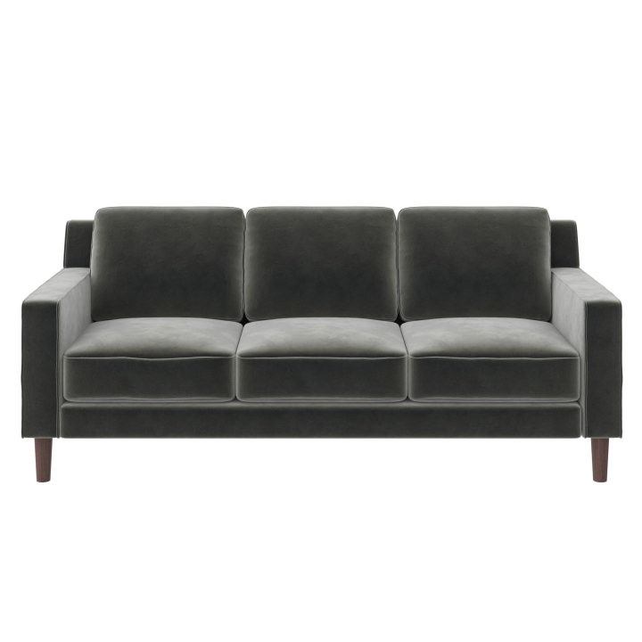 DHP Bryanna 3 Seater Sofa, Gray Velvet
