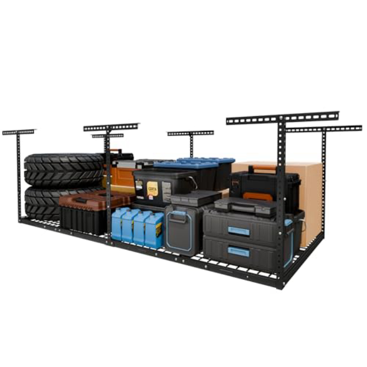 FLEXIMOUNTS 4x8 Overhead Garage Storage Rack – 750lbs Capacity
