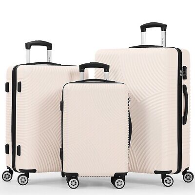 Sunbee 3 Piece Luggage Sets Hardshell Hardside TSA Lock Lightweight Durable Spinner Wheels Suitcase(1)