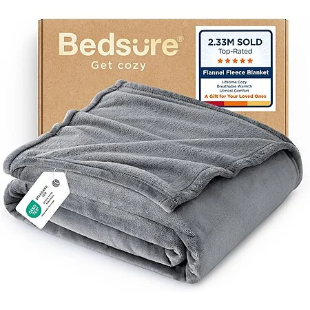 Bedsure GentleSoft Fleece Microfiber Blankets (Grey): Throw $5.99, Queen: $11.99, King: $16.19 & More + Free Shipping w/ Prime or on $35+