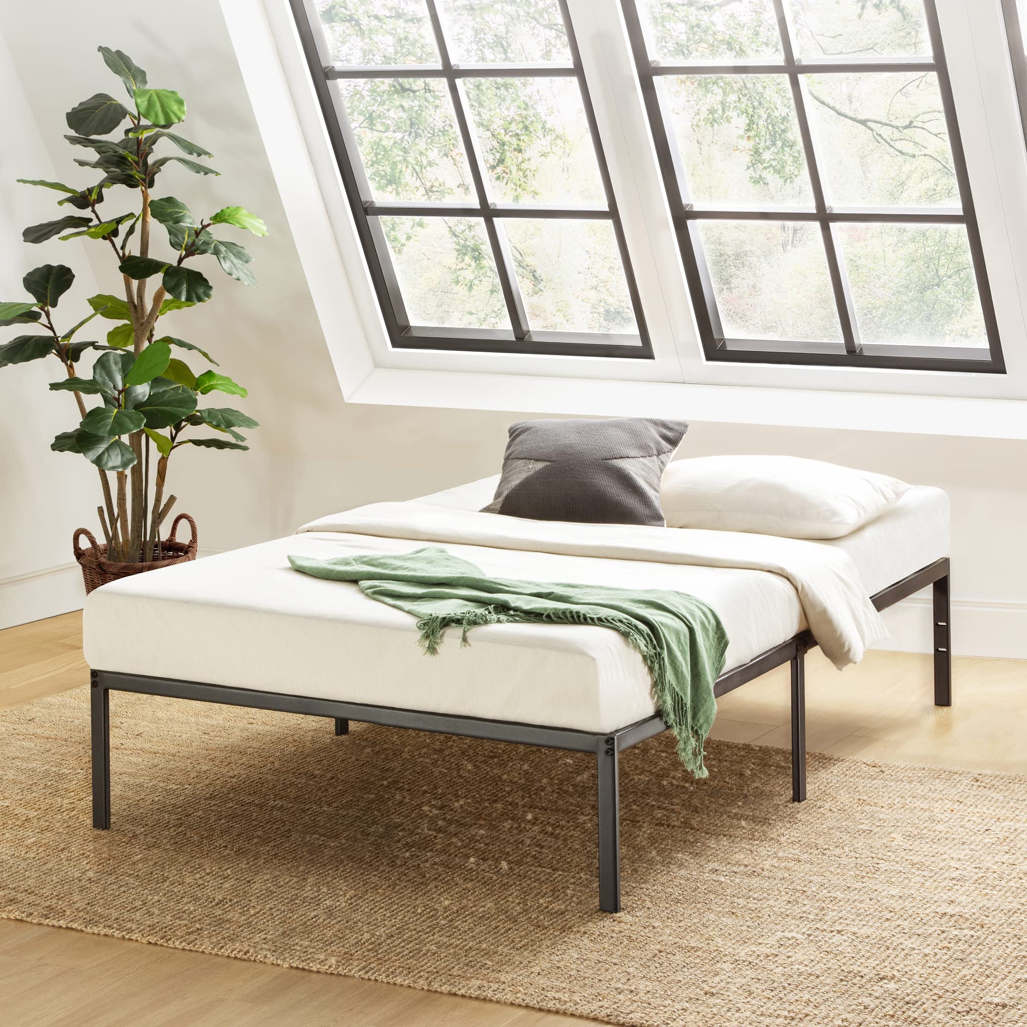 14" Best Price Mattress Simply Sturdy Metal Platform Bed (Black, Twin) 