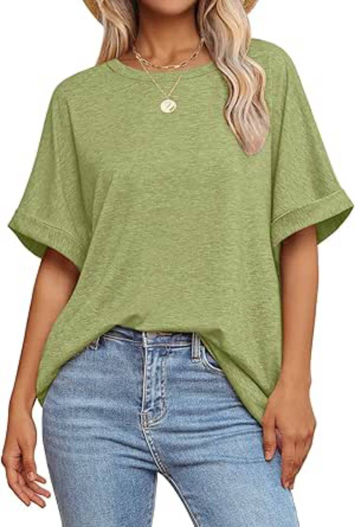 GKBK Women's Crew Neck Short Sleeve Oversized T-Shirts