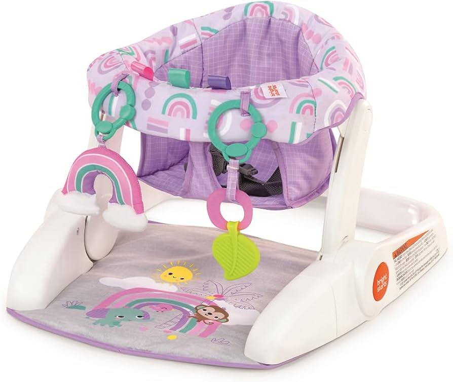 Bright Starts Learn-to-Sit 2-Position Baby Floor Seat with Toys, Unisex, 4-12 Months, Purple Paradise