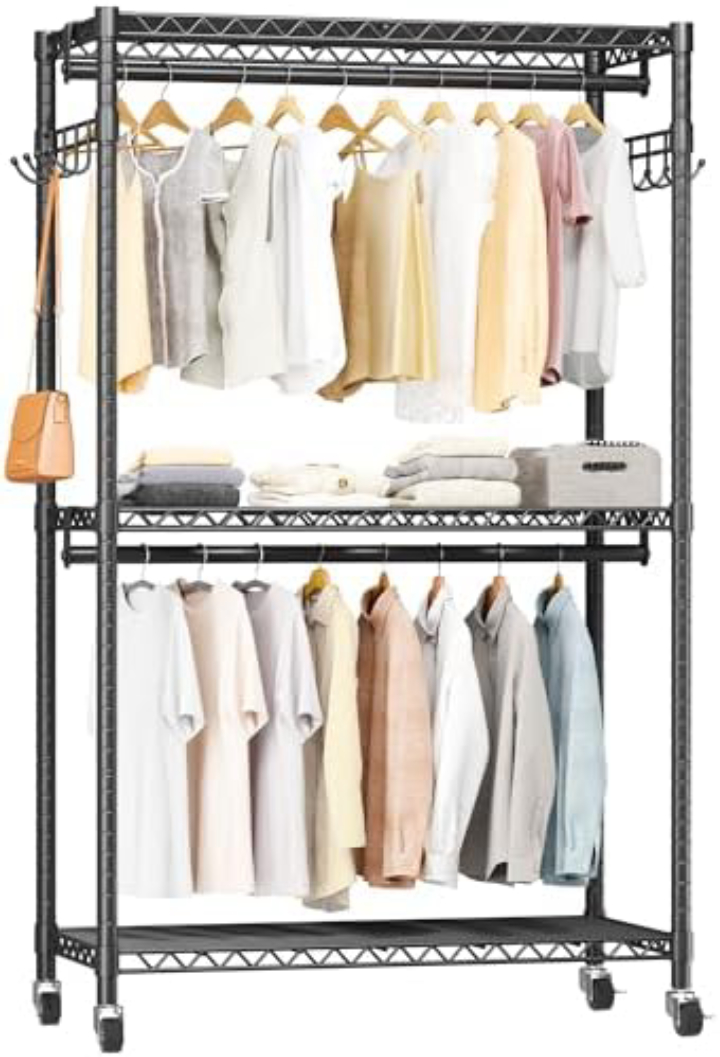 VIPEK R2 Mini 3‑Tier Heavy‑Duty Rolling Clothes Rack – Large Capacity Storage Solution