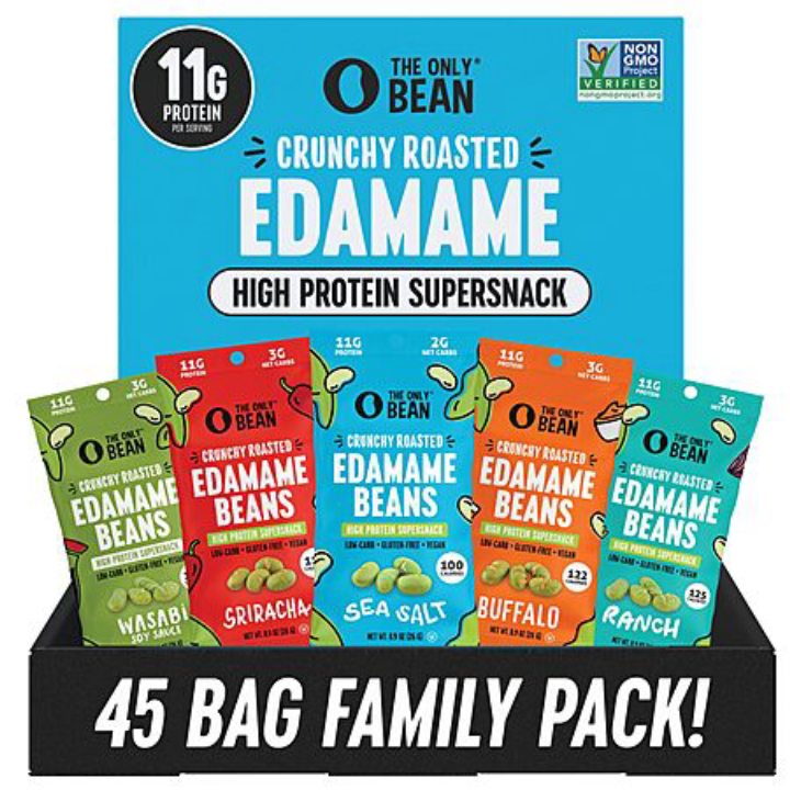 The Only Bean High Protein Edamame Snacks 45-Pack Variety