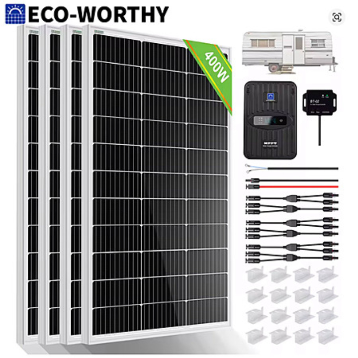 ECO-WORTHY 400W Monocrystalline Solar Panel Kit (4x 100W Panels) 