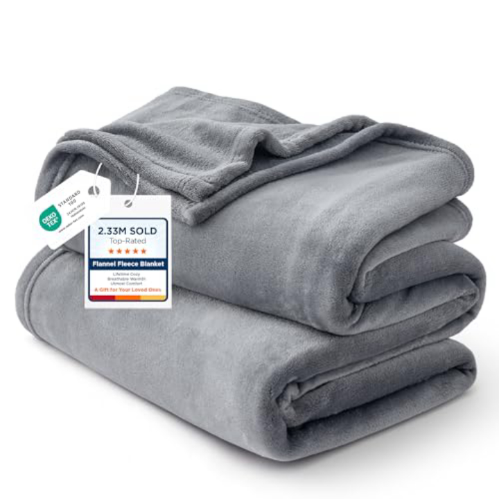 Bedsure Queen Fleece Blanket - Soft Microfiber, 90x90, Grey