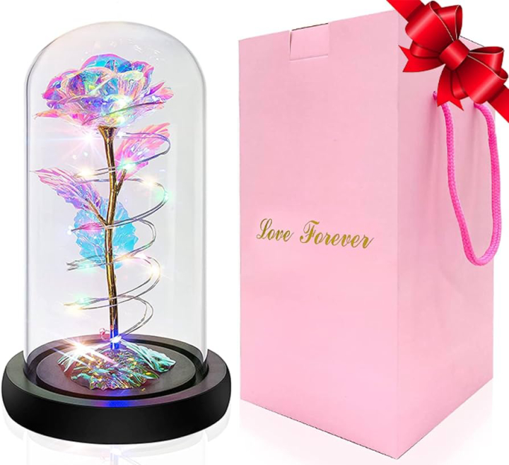 Valentines Day Gifts for Her Galaxy Rose Gifts for Women Gifts for Mom Wife Forever Rose Flowers Personalized Gifts for Women Glass Rose Flower Gift Daughter Valentine Gifts