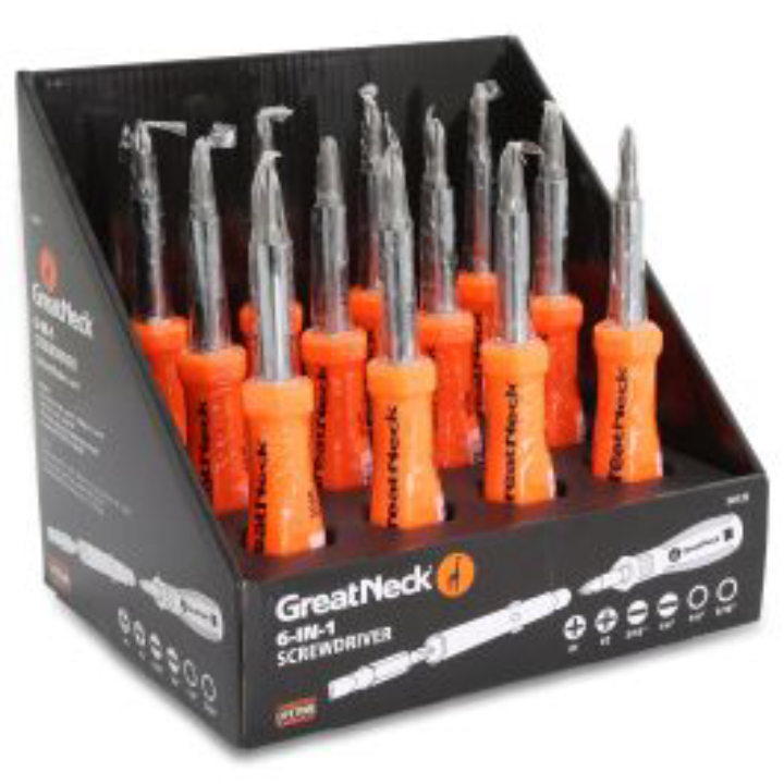GreatNeck 6‑in‑1 Screwdriver w/ Interchangeable Bits – $2.97