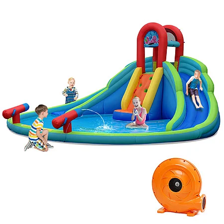 Costway Inflatable Bounce House Water Splash Pool Dual Slide Climbing Wall $293.92