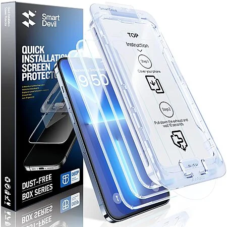 3-Pk SMARTDEVIL Tempered Glass Screen Protectors for iPhone 12/13/14/15/16 Series