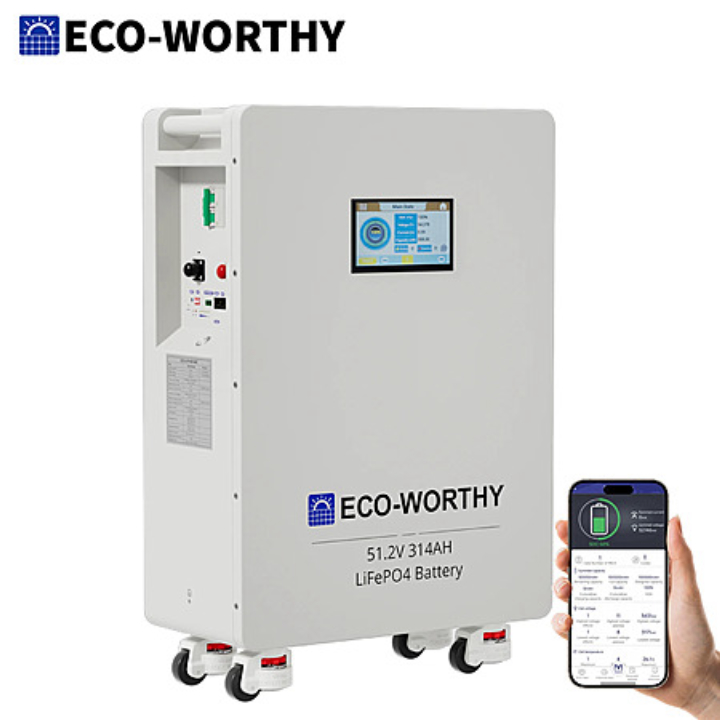 ECO-WORTHY 16kWh 48V 314AH LiFePO4 Vertical Standing Battery