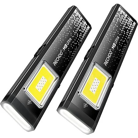 2-Pk Rechoo 3-in-1 Magnetic Rechargeable EDC Flashlight w/ Clip