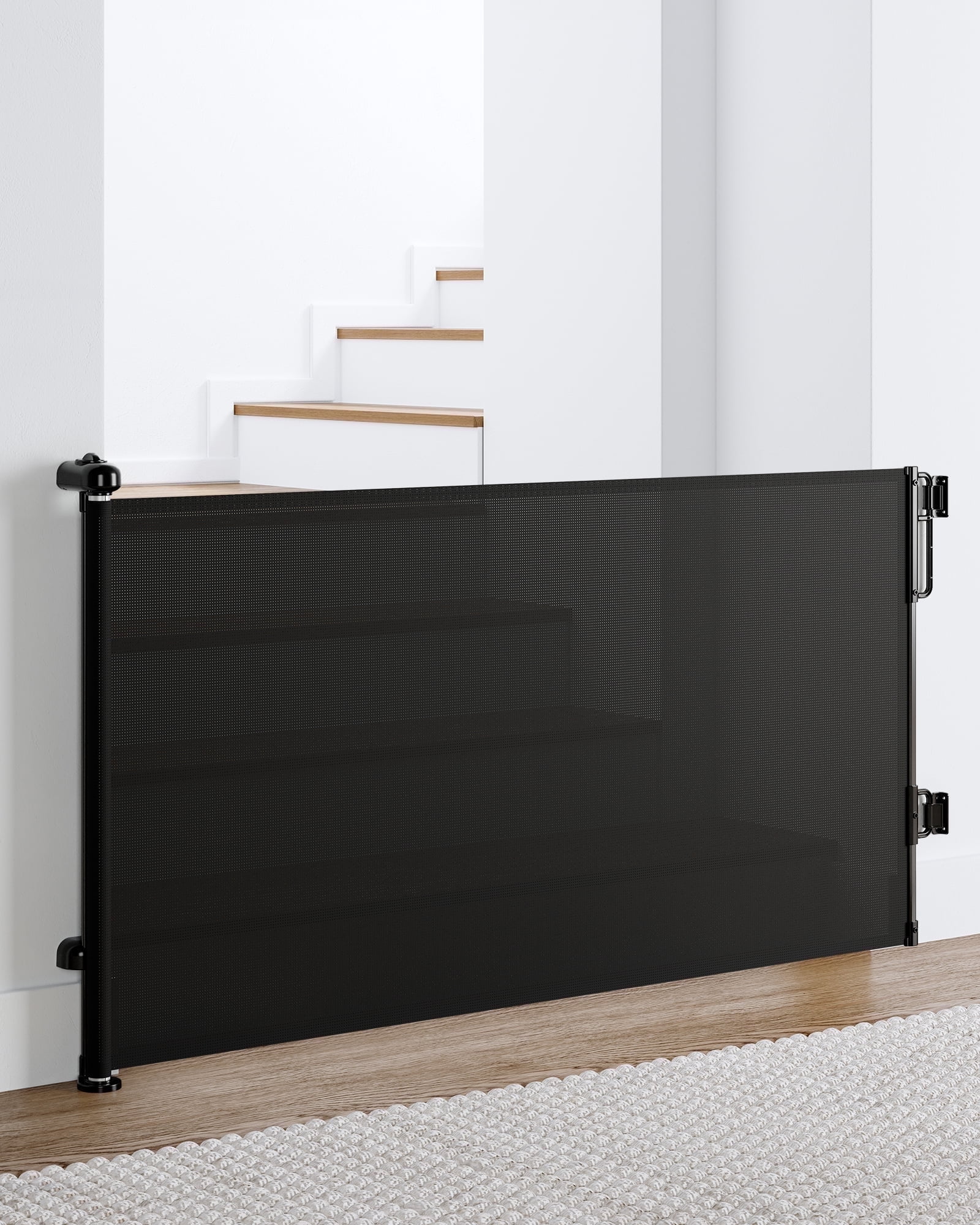 Ophanie Retractable Baby Safety Gate,Extra Wide Mesh Dog Pet Gate 33" Tall, Extends to 55" Wide, Indoor & Outdoor Child Gates for Stair&Doorways, Black