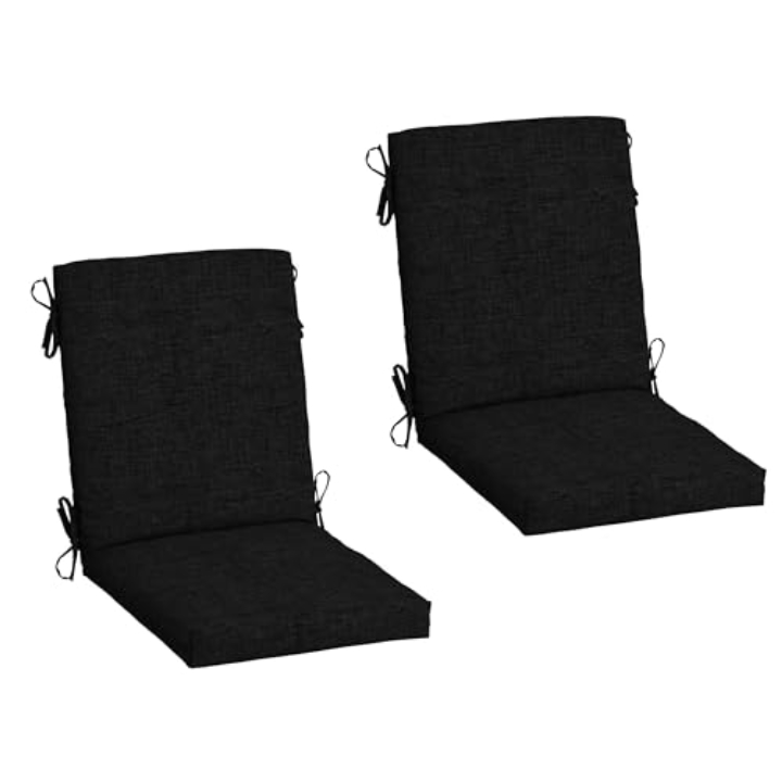 Arden 2-Pack Outdoor Dining Chair Cushions, 20x44, Black
