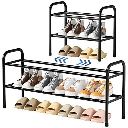 17.5" - 32.6" Kitsure 2-Tier Extendable Metal Shoe Organizer Rack (Black) $9.99 + Free Shipping w/ Prime or on $35+