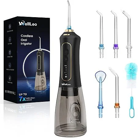 WellLeo 300ml Cordless Rechargeable Water Flosser (Black) $8.99 + Free Shipping w/ Prime or on $35+