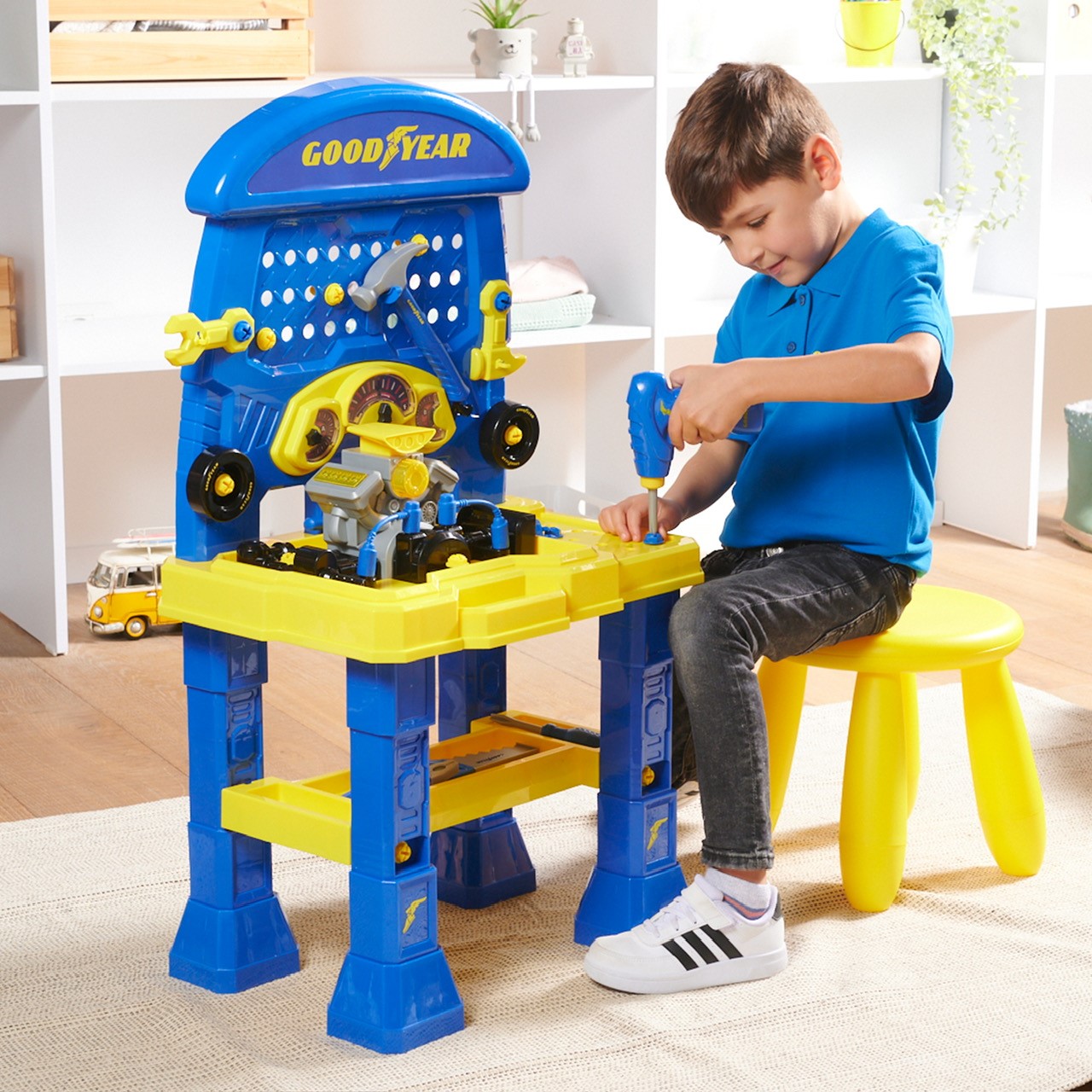 Goodyear Auto Repair Workbench, 7 Piece Tool Set, for Toddlers 3+