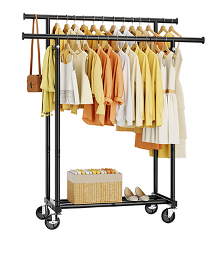 Hyseyy Metal Rolling Clothes Rack (Black)