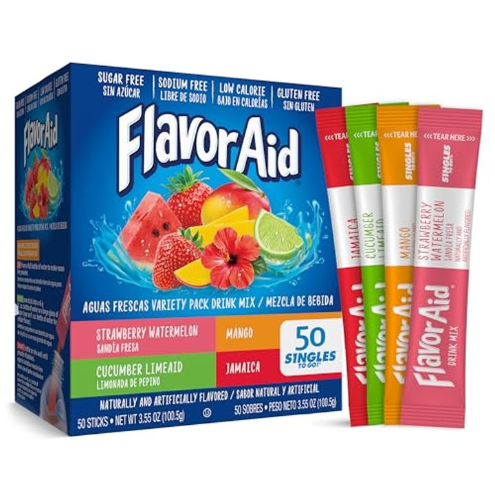 Flavor Aid Aguas Frescas Singles To Go – 50 Drink Mix Sticks