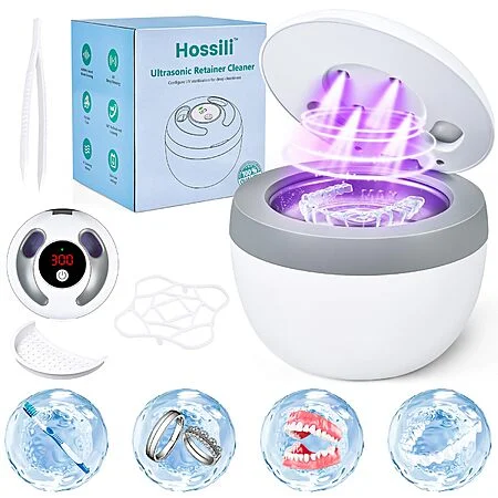 Hossili Ultrasonic UV Retainer Cleaner w/ 4 Wash Modes | apply promo code 6J26YR8J 