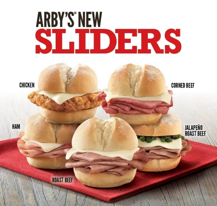 Arby's Online Orders: Sliders Roast Beef, Chicken, Buffalo Chicken or Jalapeno. 