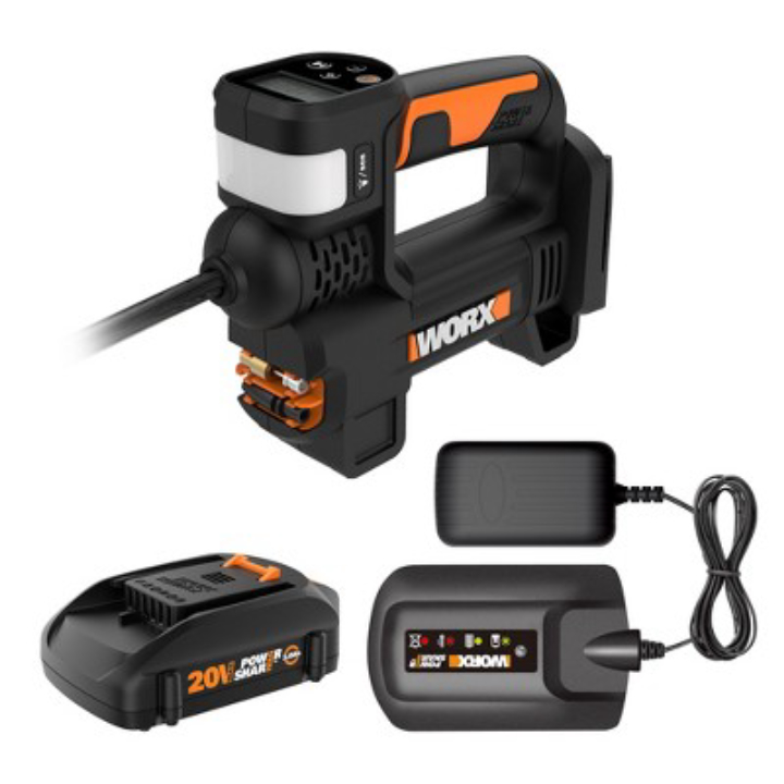 WORX Cordless Portable Inflator w/ Battery & Charger – Easy Tire & Equipment Inflation