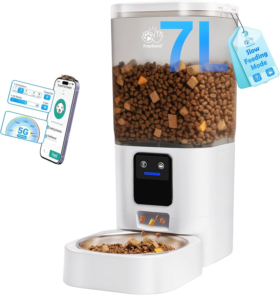 7-Liter Frienhund Smart Automatic Cat & Dog Feeder (White)