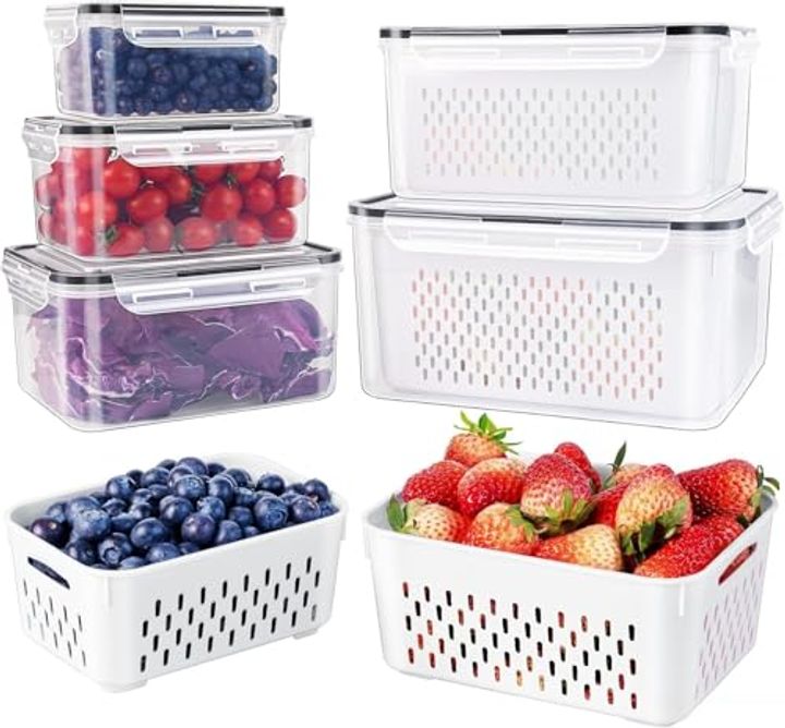 5-Pack Fridge Produce Containers with Colander
