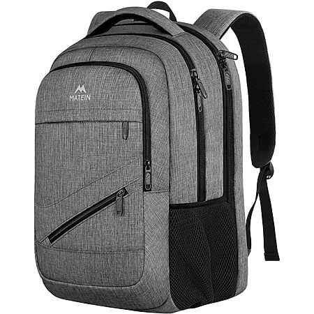 MATEIN 17" Travel Laptop Backpack, TSA Approved, Anti-Theft Pocket, Trolley Sleeve, Grey at Amazon