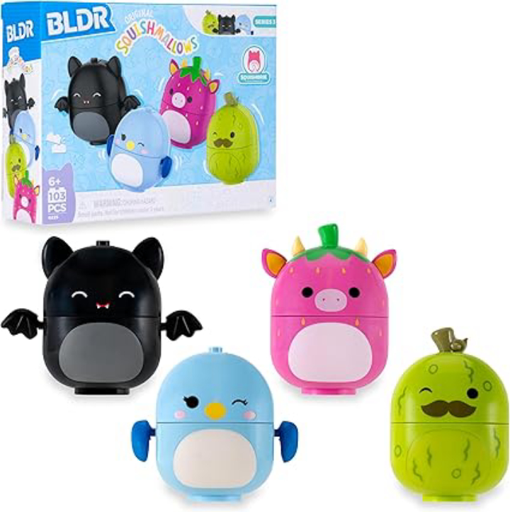 BLDR Squishmallows Buildable Figures – Emily, Bebe, Cleary & Charles