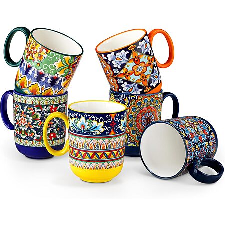 6-Pack 14-Ounce vancasso Bohemian Style Porcelain Coffee Mugs