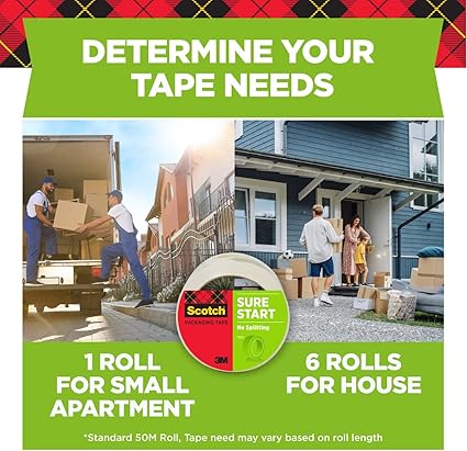 $3.79* | Scotch Sure Start Packaging Tape (Clear, 1.88" x 54.6 yd) at Amazon