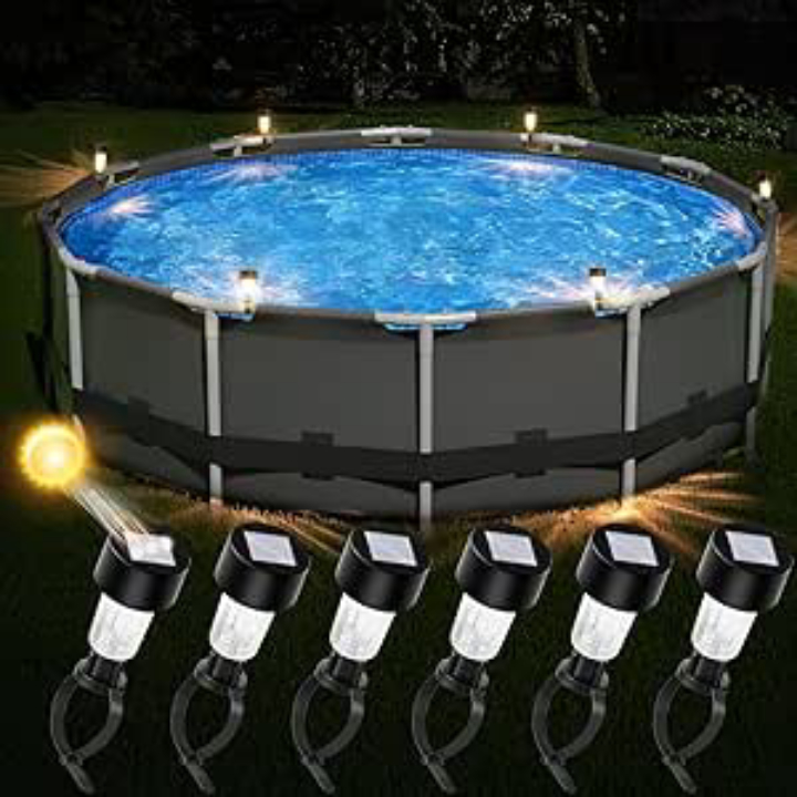 BITIWEND Solar Pool Lights for Above Ground Pools, Strap-on Pool Frame Lights with Adjustable Straps (Max 2.3")