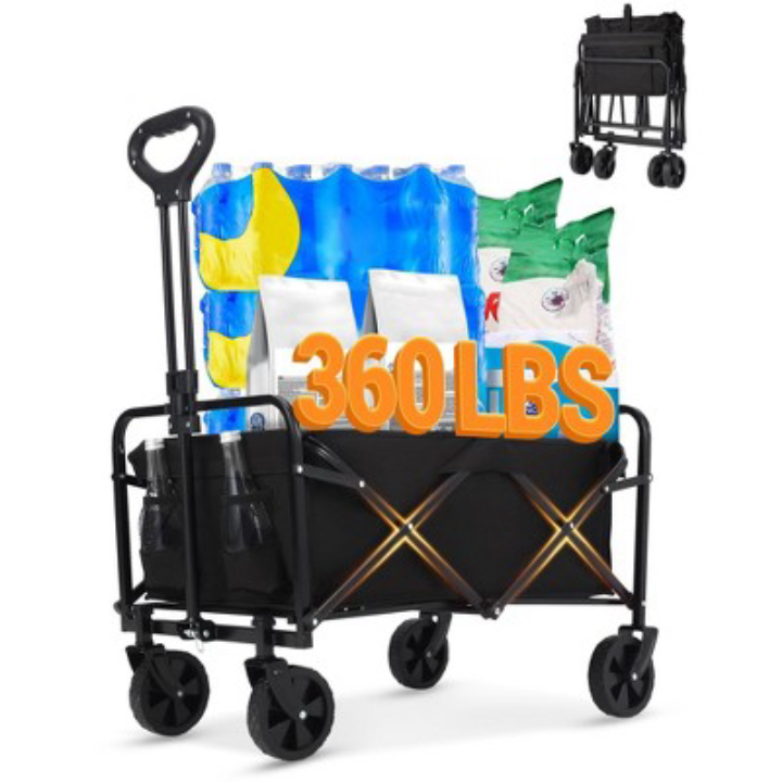 360-Lb Foldable Collapsible Wagon Cart (Black)