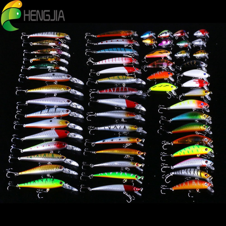 56pcs Topwater Minnow Fishing Lures Kit, Artificial Tackle Crank Baits For Freshwater