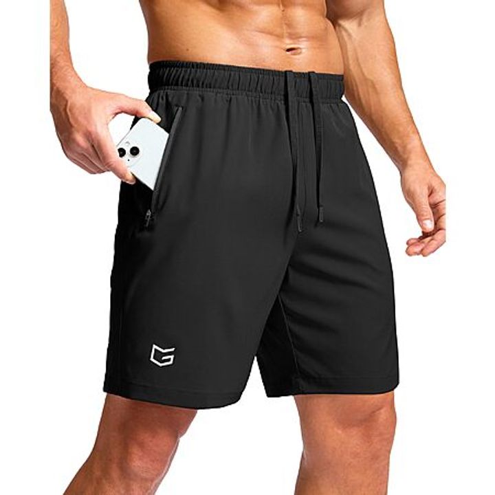 G Gradual Men's Quick Dry Athletic Shorts with 2-Zipper Pockets