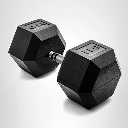 CAP Barbell 110 LB Rubber Coated Hex Dumbbell Hand Weight - Single | Chrome Handle $139.00