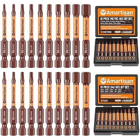 20-Pc Amartisan Metric & SAE Hex Head Allen Wrench Drill Bit Set w/ Storage Box at Amazon