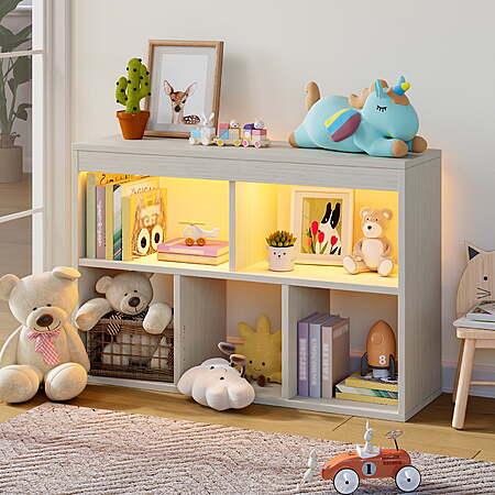 Pinmoco 5-Cube Reversible Kids' Toy Storage Organizer Bookcase w/ LED (Gray) $52.99 + Free Shipping
