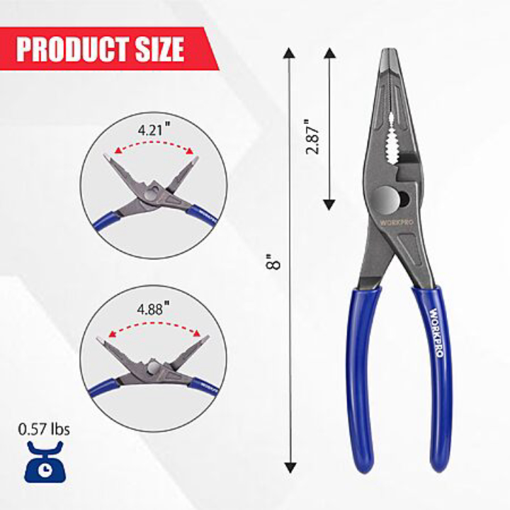 WORKPRO 8" Long Nose Slip Joint Pliers