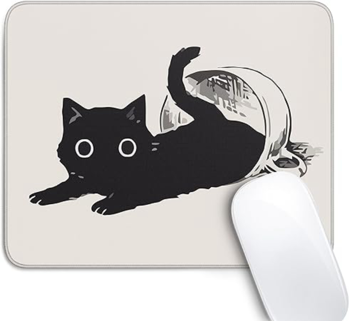 Cute Kawaii Black Cat Mouse Pad – Smooth & Non‑Slip