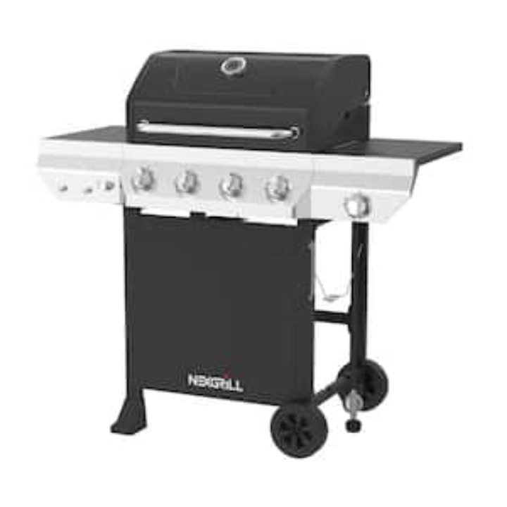 4-Burner Propane Gas Grill in Black with Stainless Steel Main Lid