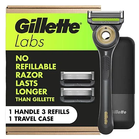 Gillette Labs Exfoliating Bar Shaving Razor w/ 1 Handle, 3 Blade Refills & Travel Case $15.58 + Free Shipping w/ Prime or on $35+