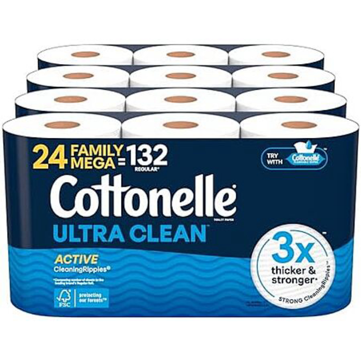 24-Pack Cottonelle Toilet Paper Family Mega Rolls