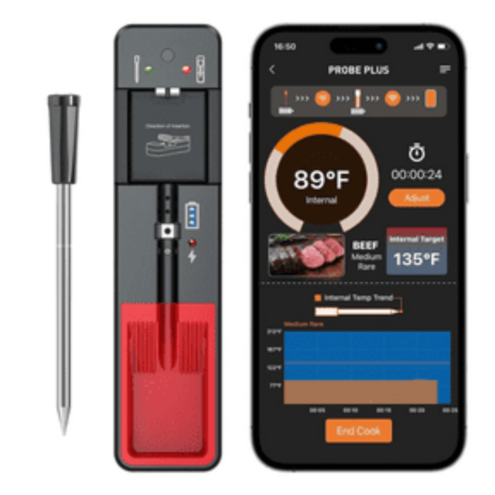 ThermoMaven P2 Smart Bluetooth Wireless Wi-Fi Meat Thermometer with 2 Probes