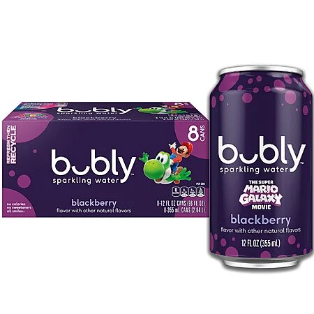 bubly Sparkling Water, The Super Mario Galaxy Movie Blackberry, Zero Sugar & Zero Calories, 12 Fl Oz Cans (Pack of 8) $3.21 S&S AMAZON